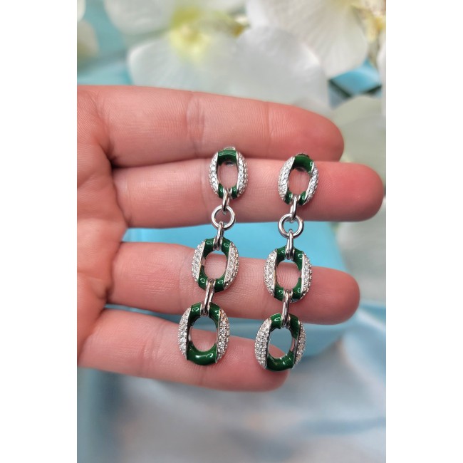Vintage style authentic 7.5 carat Colombian Emerald .925 Sterling Silver handcrafted earrings - photo 1