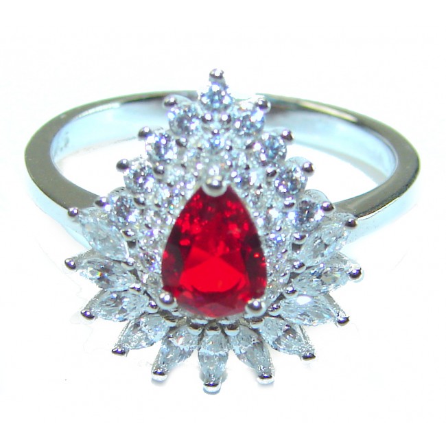 Gabriella oval cut 1.8 carat Ruby .925 Sterling Silver handcrafted Cocktail Ring s. 8