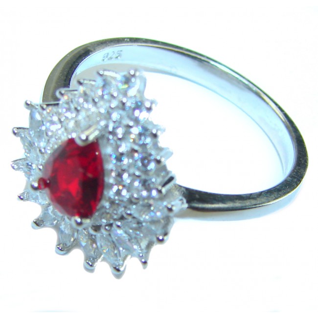 Gabriella oval cut 1.8 carat Ruby .925 Sterling Silver handcrafted Cocktail Ring s. 8