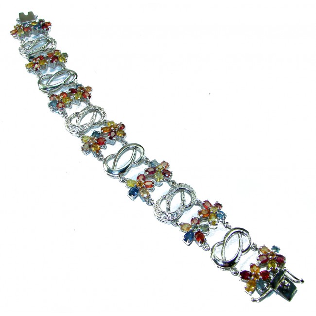 Julietta - Luxurious 120.4 carat multicolor Sapphire .925 Sterling Silver handcrafted Bracelet - photo 4