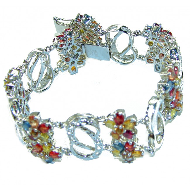 Julietta - Luxurious 120.4 carat multicolor Sapphire .925 Sterling Silver handcrafted Bracelet - photo 3