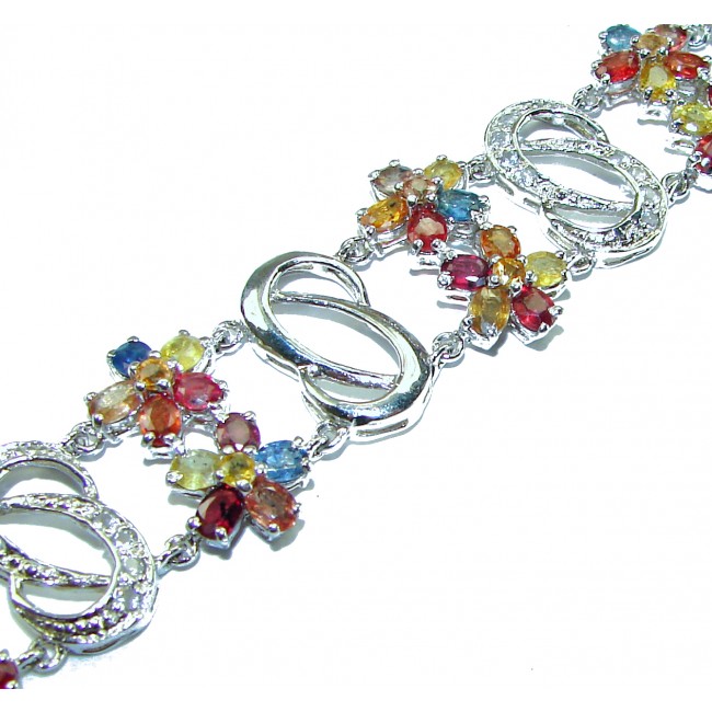 Julietta - Luxurious 120.4 carat multicolor Sapphire .925 Sterling Silver handcrafted Bracelet - photo 2