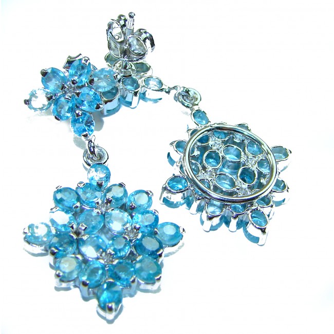 Atlantica 25.5 carat genuine Swiss Blue Topaz .925 Sterling Silver handmade Statement earrings - photo 2