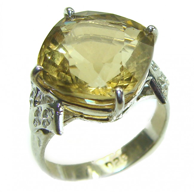 Liliana 10.5 carat Champagne Smoky Topaz .925 Sterling Silver Oversized Ring size 8 1/2