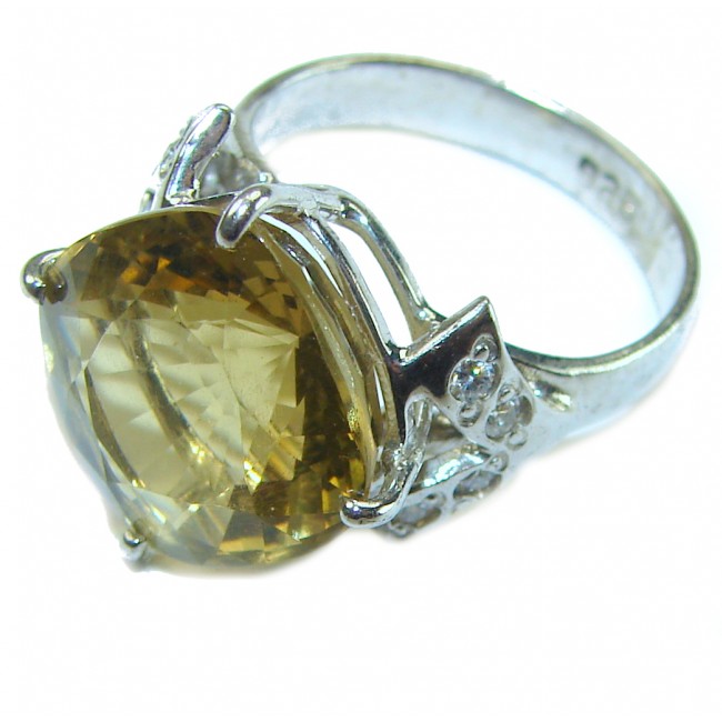 Liliana 10.5 carat Champagne Smoky Topaz .925 Sterling Silver Oversized Ring size 8 1/2