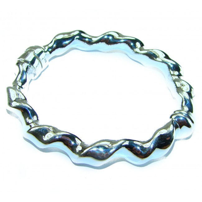Fancy .925 Sterling Silver handcrafted Statement Italy made Bracelet - Fancy .925 silver bracelet, top view, handcrafted statement piece.