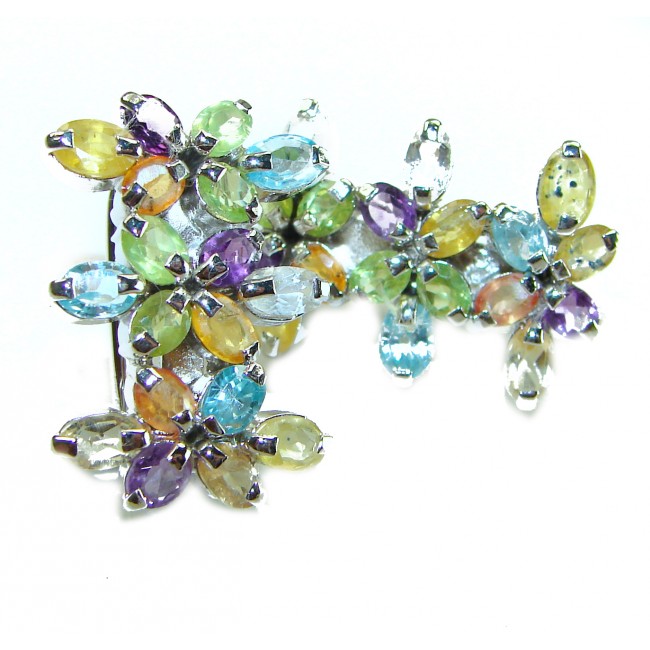 Summer Time 17.5 multicolor Kashmir Sapphire .925 Sterling Silver earrings