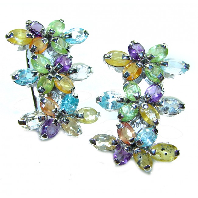 Summer Time 17.5 multicolor Kashmir Sapphire .925 Sterling Silver earrings