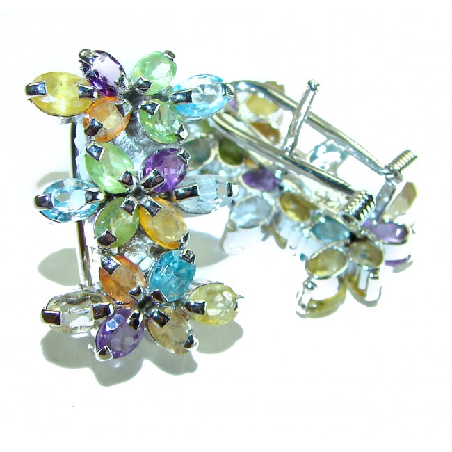 Summer Time 17.5 multicolor Kashmir Sapphire .925 Sterling Silver earrings
