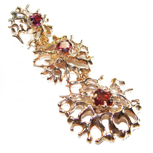 Ocean Reef Garnet 14K Gold over .925 Sterling Silver handmade pendant