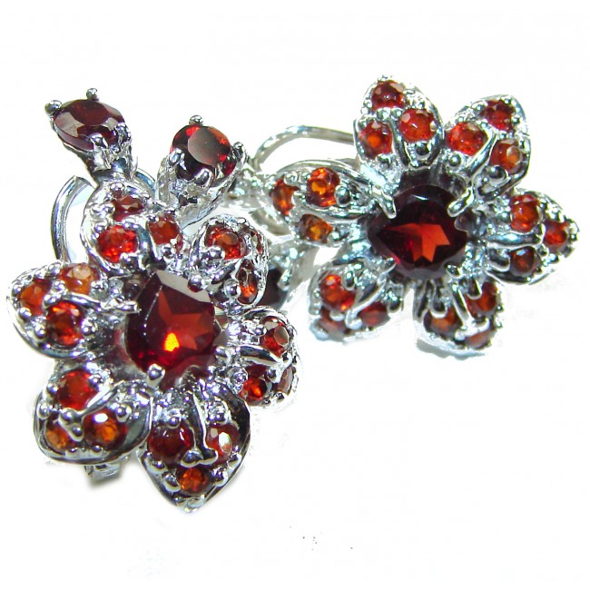 Penelope Authentic 22.5 carat faceted Garnet .925 Sterling Silver handcrafted earrings