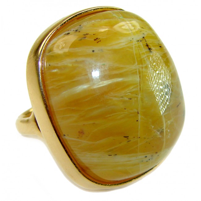 Himalayan Treasure 29.9 carat Best quality Golden Rutilated Quartz 18K Gold over .925 Sterling Silver handcrafted Ring Size 4 1/4