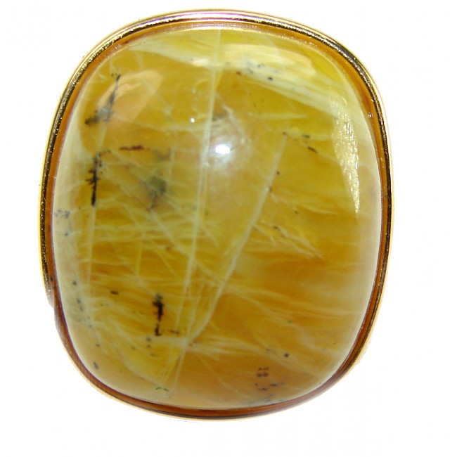 Himalayan Treasure 29.9 carat Best quality Golden Rutilated Quartz 18K Gold over .925 Sterling Silver handcrafted Ring Size 4 1/4