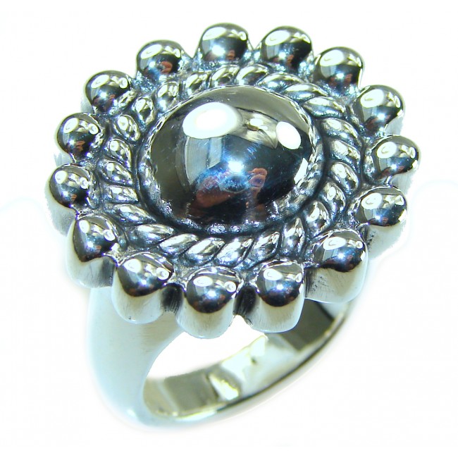 Precious Flower Bali made .925 Sterling Silver handcrafted Ring s. 8 - Close-up of Precious Flower Bali .925 Sterling Silver ring face