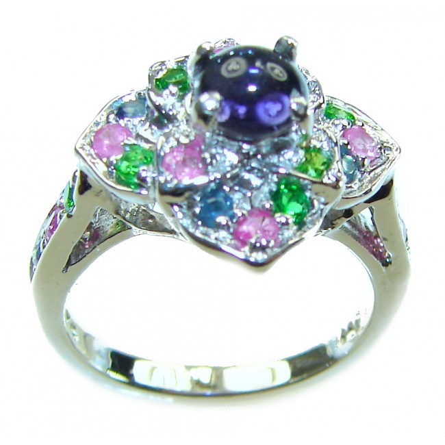 Floral design 0.5 carat AUTHENTIC Tanzanite .925 Sterling Silver Handcrafted Ring size 5