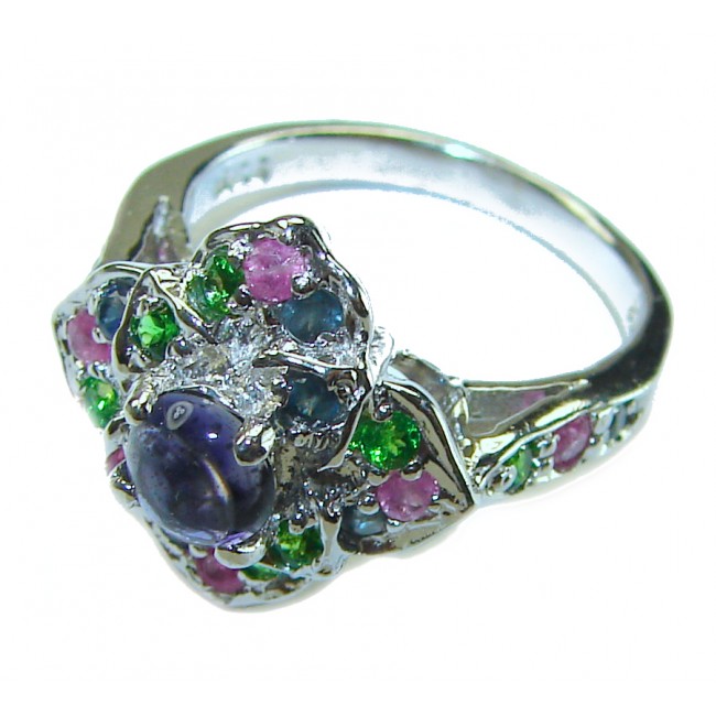 Floral design 0.5 carat AUTHENTIC Tanzanite .925 Sterling Silver Handcrafted Ring size 5