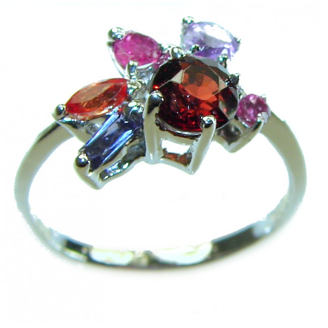 3.2carat pear cut Brazilian Garnet .925 Sterling Silver Perfectly handcrafted Ring s. 6