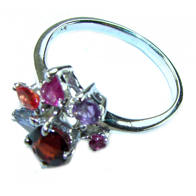 3.2carat pear cut Brazilian Garnet .925 Sterling Silver Perfectly handcrafted Ring s. 6