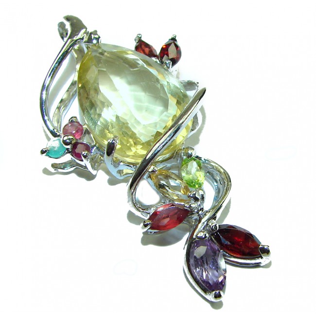 Timeless Jewels genuine 15.5 CARAT Lemon Topaz .925 Sterling Silver handmade Pendant