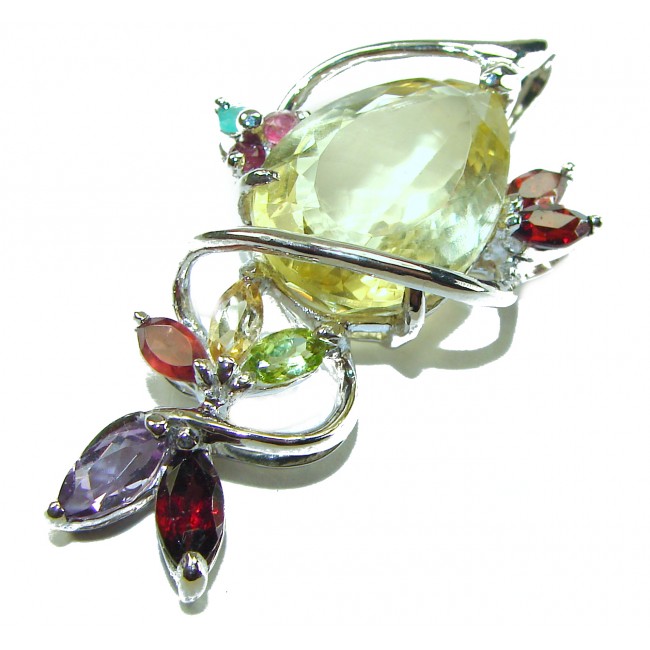 Timeless Jewels genuine 15.5 CARAT Lemon Topaz .925 Sterling Silver handmade Pendant