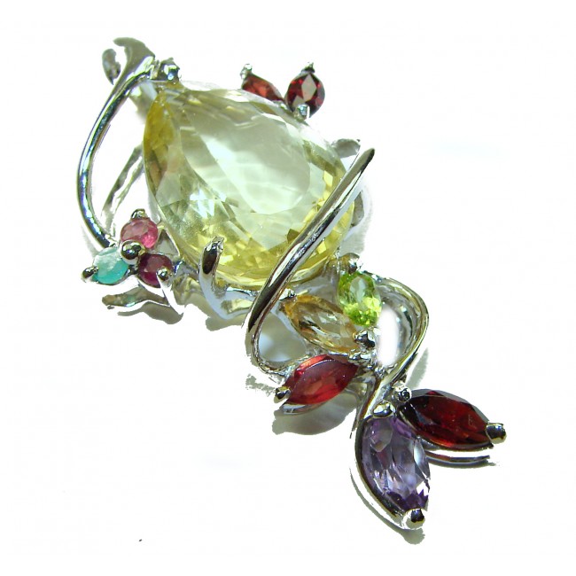 Timeless Jewels genuine 15.5 CARAT Lemon Topaz .925 Sterling Silver handmade Pendant