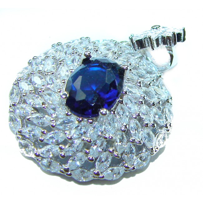 Luxurious 5.5 carat Sapphire White Sapphire .925 Sterling Silver handcrafted pendant