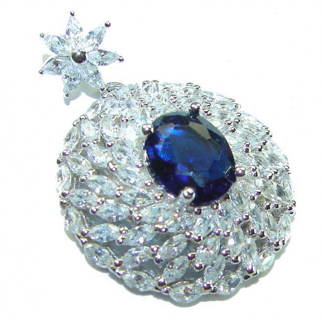 Luxurious 5.5 carat Sapphire White Sapphire .925 Sterling Silver handcrafted pendant
