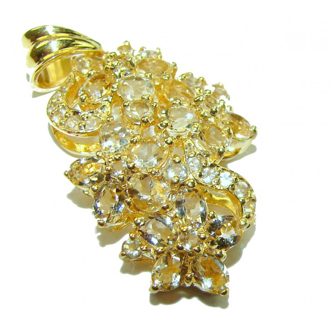 11.5 carat Citrine 18K Gold over .925 Sterling Silver Handcrafted pendant