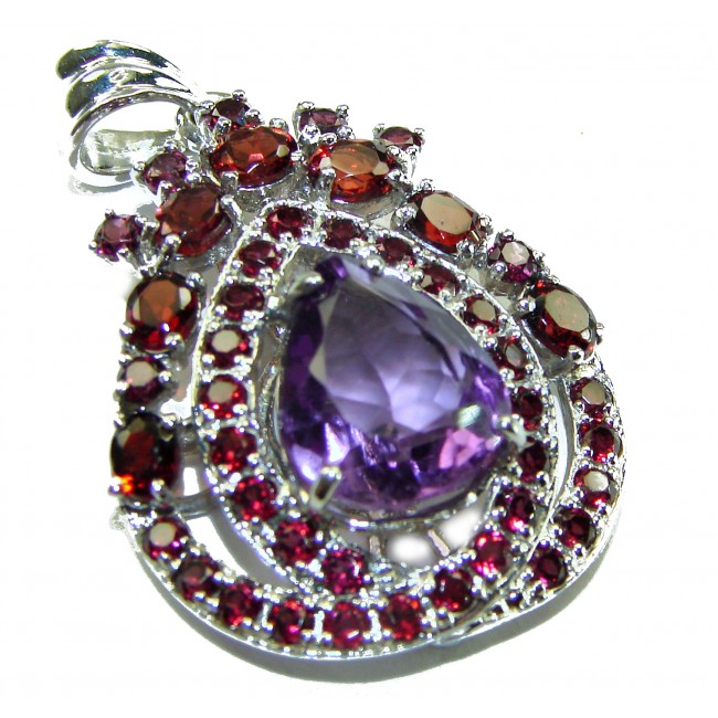 Melody - Vintage Design 15.4 CARAT Amethyst Brazilian Garnet .925 Sterling Silver handcrafted Pendant