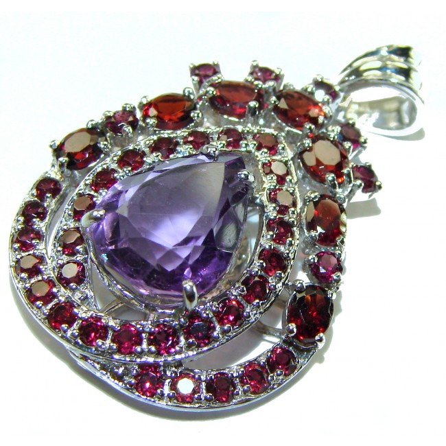 Melody - Vintage Design 15.4 CARAT Amethyst Brazilian Garnet .925 Sterling Silver handcrafted Pendant