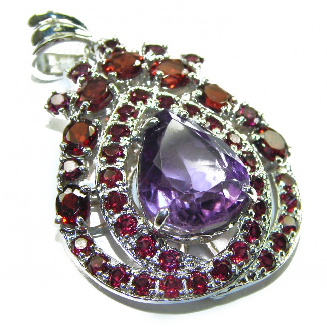 Melody - Vintage Design 15.4 CARAT Amethyst Brazilian Garnet .925 Sterling Silver handcrafted Pendant