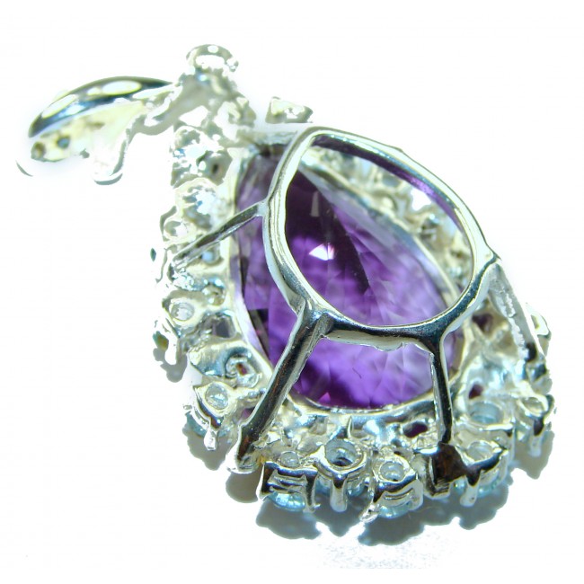 Vintage style 22.2 carat natural Amethyst 14K Gold over .925 Sterling Silver handcrafted Pendant