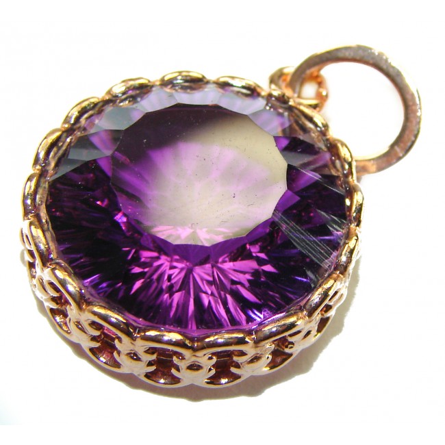 Deep Purple 10.2 carat natural Amethyst 18K Gold over .925 Sterling Silver handcrafted Pendant