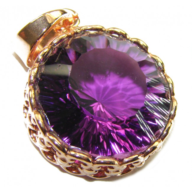 Deep Purple 10.2 carat natural Amethyst 18K Gold over .925 Sterling Silver handcrafted Pendant