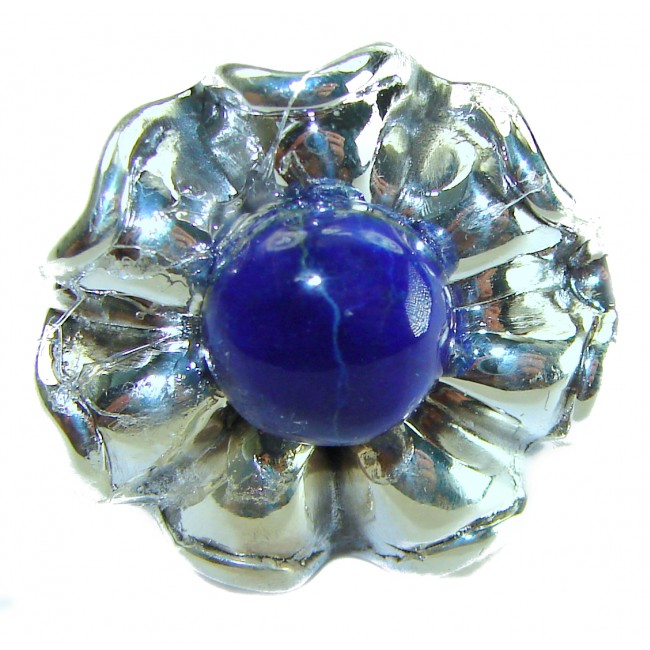 Authentic 6.5 carat LAPIS lazuli .925 Sterling Silver handcrafted Ring size 7