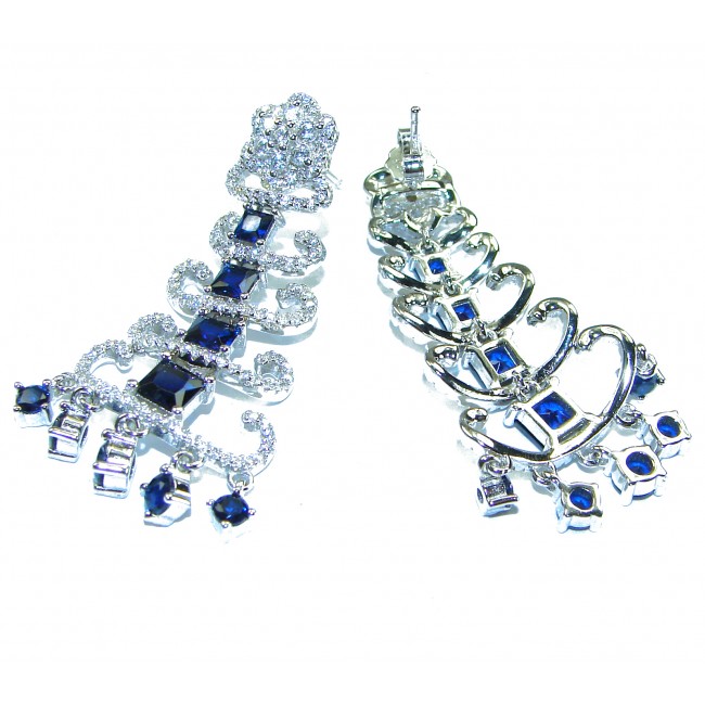 Emily authentic 12.2 carat Sapphire .925 Sterling Silver handcrafted earrings