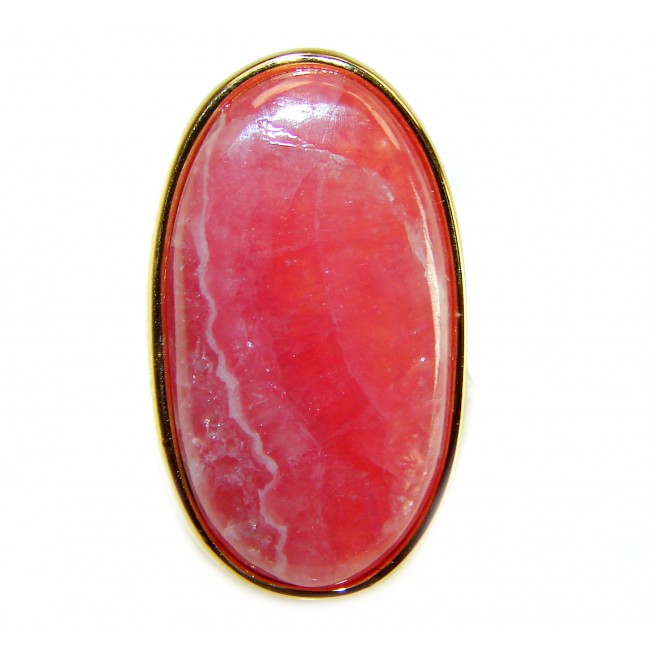 Strawberry Fields - Argentinian Rhodochrosite 18K Gold over .925 Sterling Silver handmade ring size 4