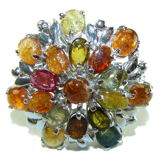 Luxurious 30.5 ctw Brazilian Watermelon Tourmaline .925 Sterling Silver handcrafted Statement Ring size 8