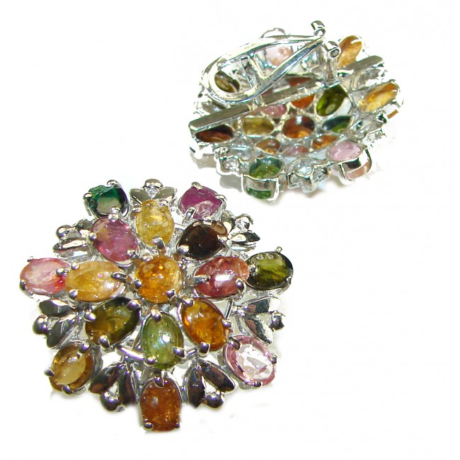 Luxurious 35.5 ctw Brazilian Watermelon Tourmaline .925 Sterling Silver handcrafted Statement earrings