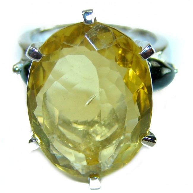 Incredible 20.5 carat Lemon Topaz .925 Sterling Silver Ring size 5 1/2
