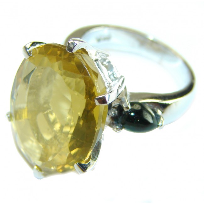 Incredible 20.5 carat Lemon Topaz .925 Sterling Silver Ring size 5 1/2