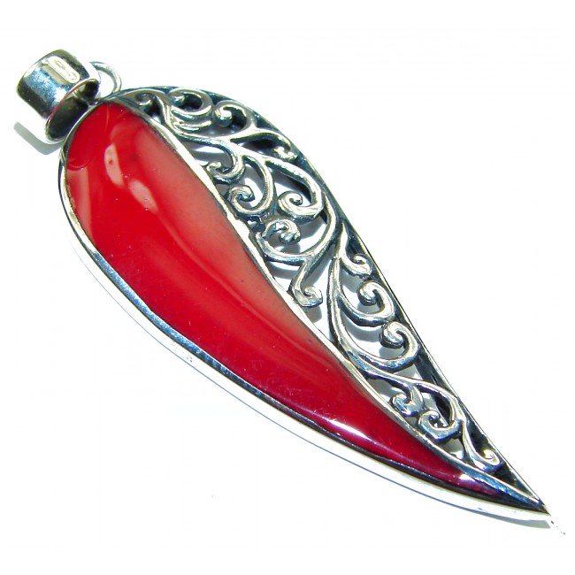 Real Coral .925 Sterling Silver Pendant