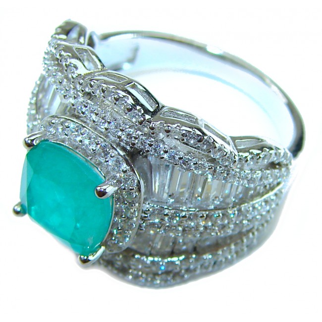 Luxurious oval Cut 4.5 ctw Paraiba Tourmaline .925 Sterling Silver handcrafted Statement Ring size 7 1/2