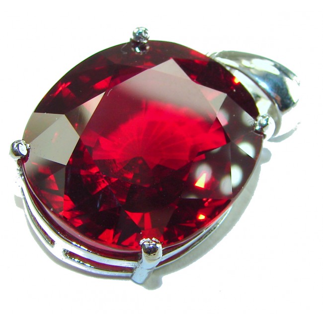 Bella Rosa oval cut 32.5 carat Red Topaz .925 Sterling Silver handmade Pendant