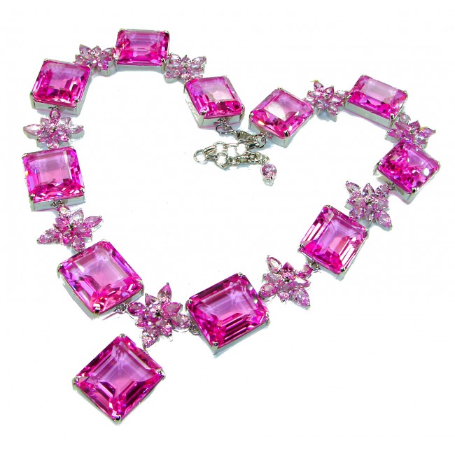 Tiffany - Magnificent Pink 344.5 carat Pink Sapphire .925 Sterling Silver handcrafted Large Statement necklace, 210.6 grams