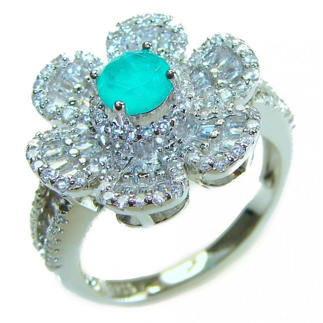 Luxurious oval Cut 0.5 ctw Paraiba Tourmaline .925 Sterling Silver handcrafted Statement Ring size 8