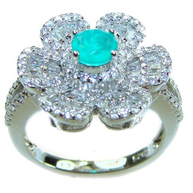 Luxurious oval Cut 0.5 ctw Paraiba Tourmaline .925 Sterling Silver handcrafted Statement Ring size 8
