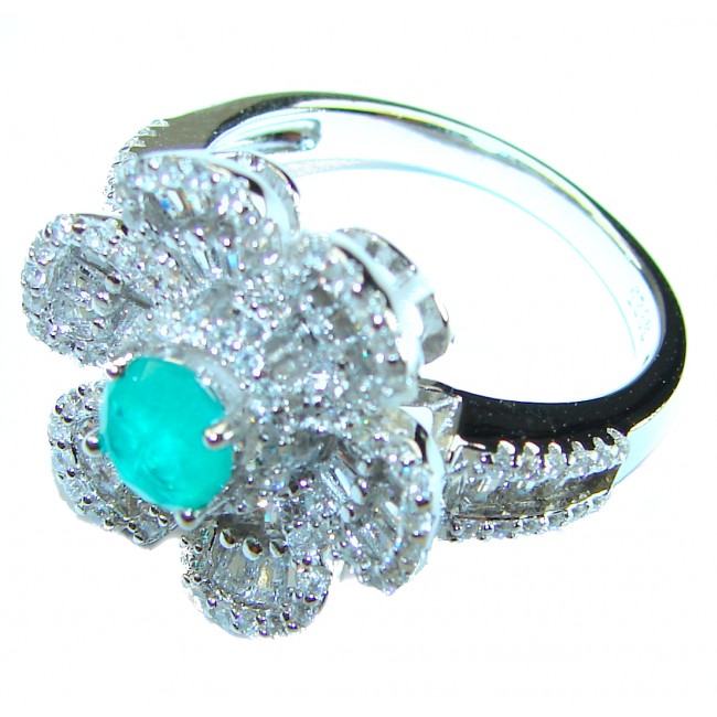 Luxurious oval Cut 0.5 ctw Paraiba Tourmaline .925 Sterling Silver handcrafted Statement Ring size 8