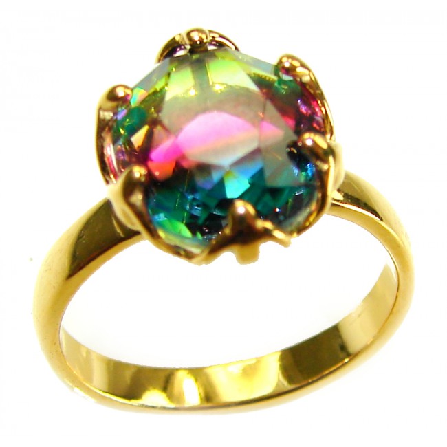 9.9 carat pear cut Brazilian Tourmaline 14K Gold over .925 Sterling Silver Perfectly handcrafted Ring s. 7