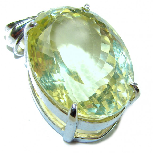 Perfection Oval cut 25.3 carat Lemon Quartz .925 Sterling Silver handcrafted pendant